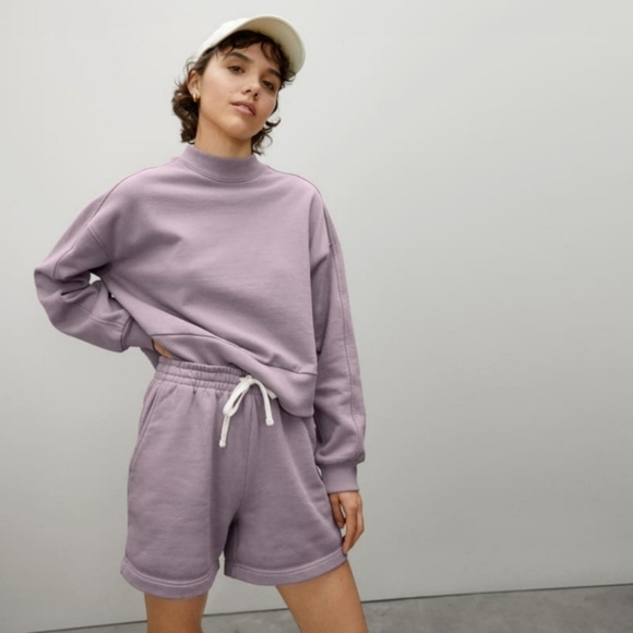 Everlane Tops - Everlane 100% Organic Cotton Terry The Track Cropped Sweatshirt Dirty Lavender M